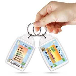 KPK 032 BELINDA Personalised Name Souvenir Keyring With Qualities