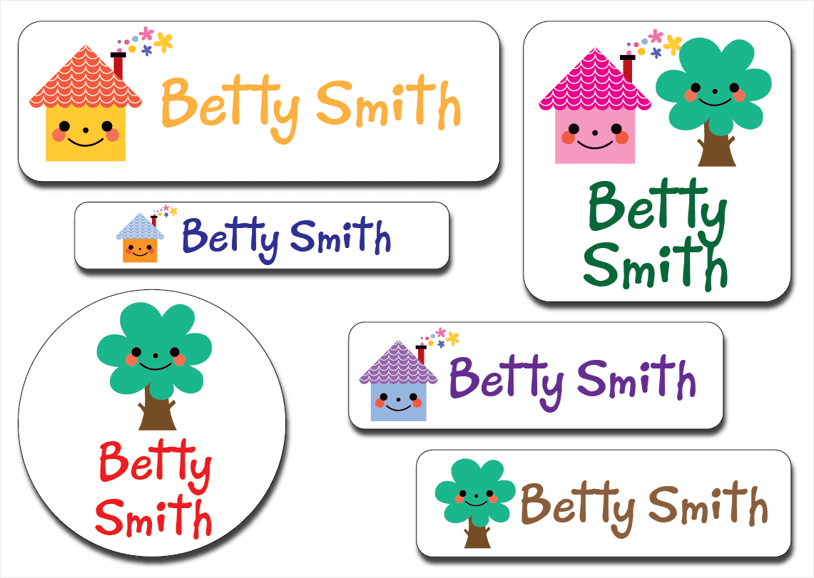 Waterproof Label for Kids houses and trees KWH 003