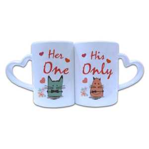 Valentine Couple Mug Heart Shape 014