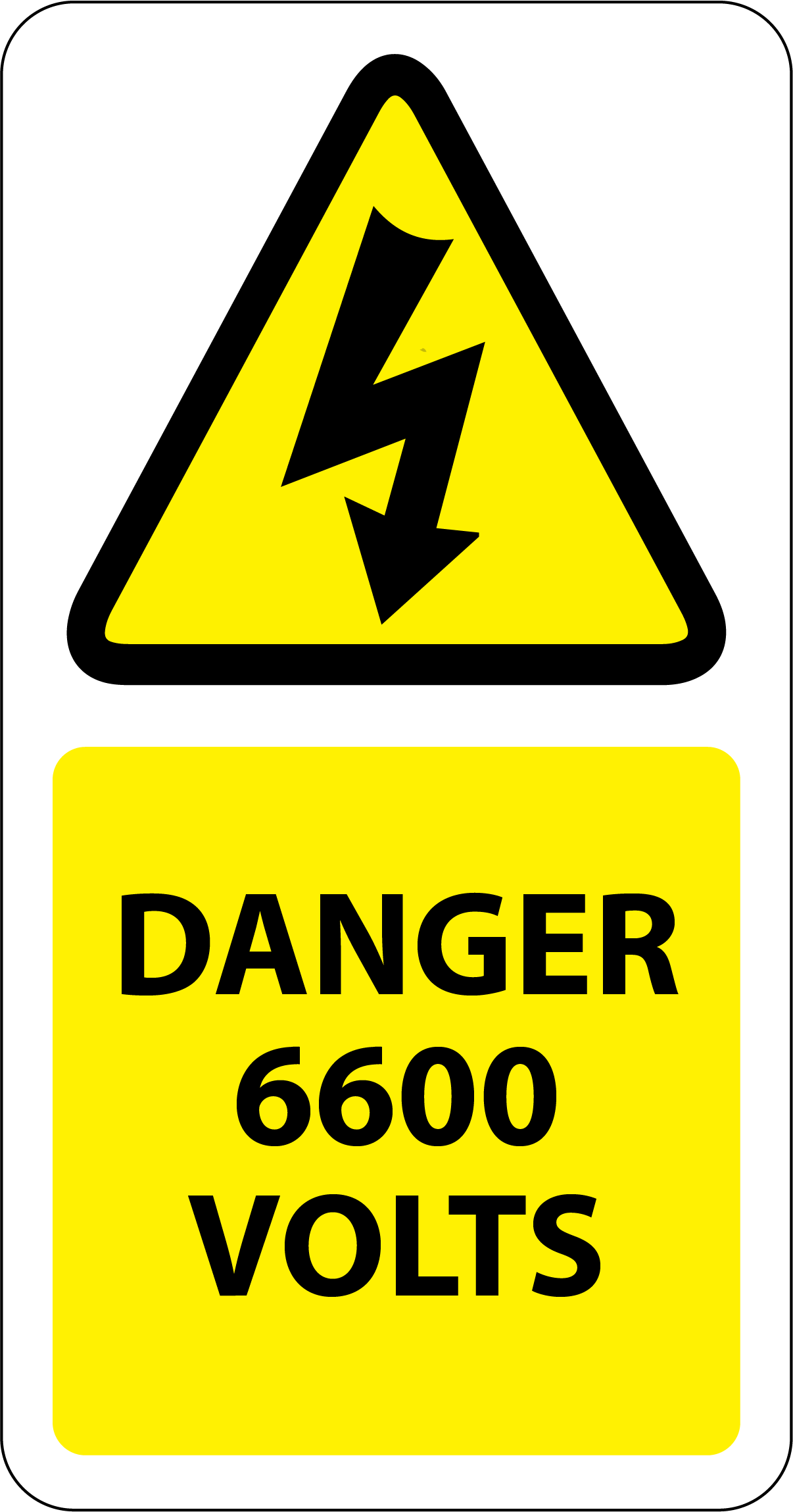 6600 Volts Labels 25x50mm