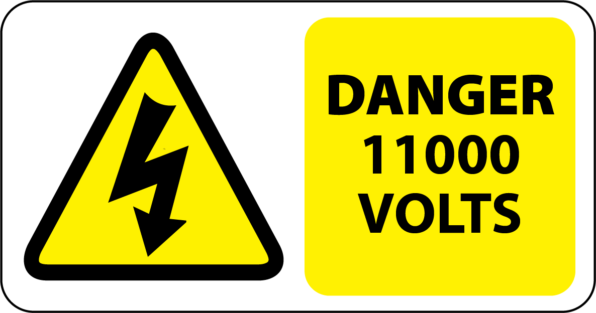 Danger 11000 Volts Labels 100x50mm