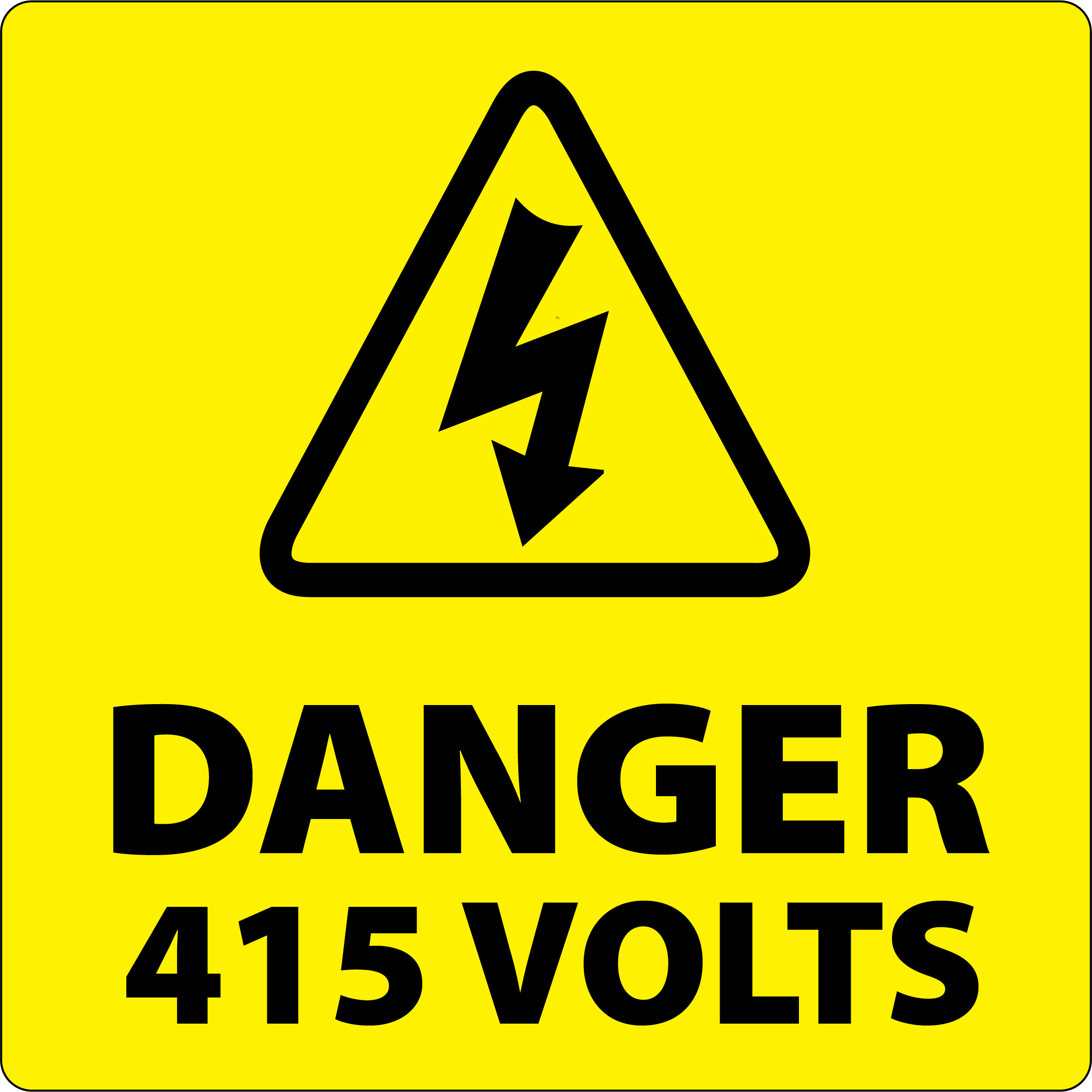 Danger 415 Volts Labels 100x100mm