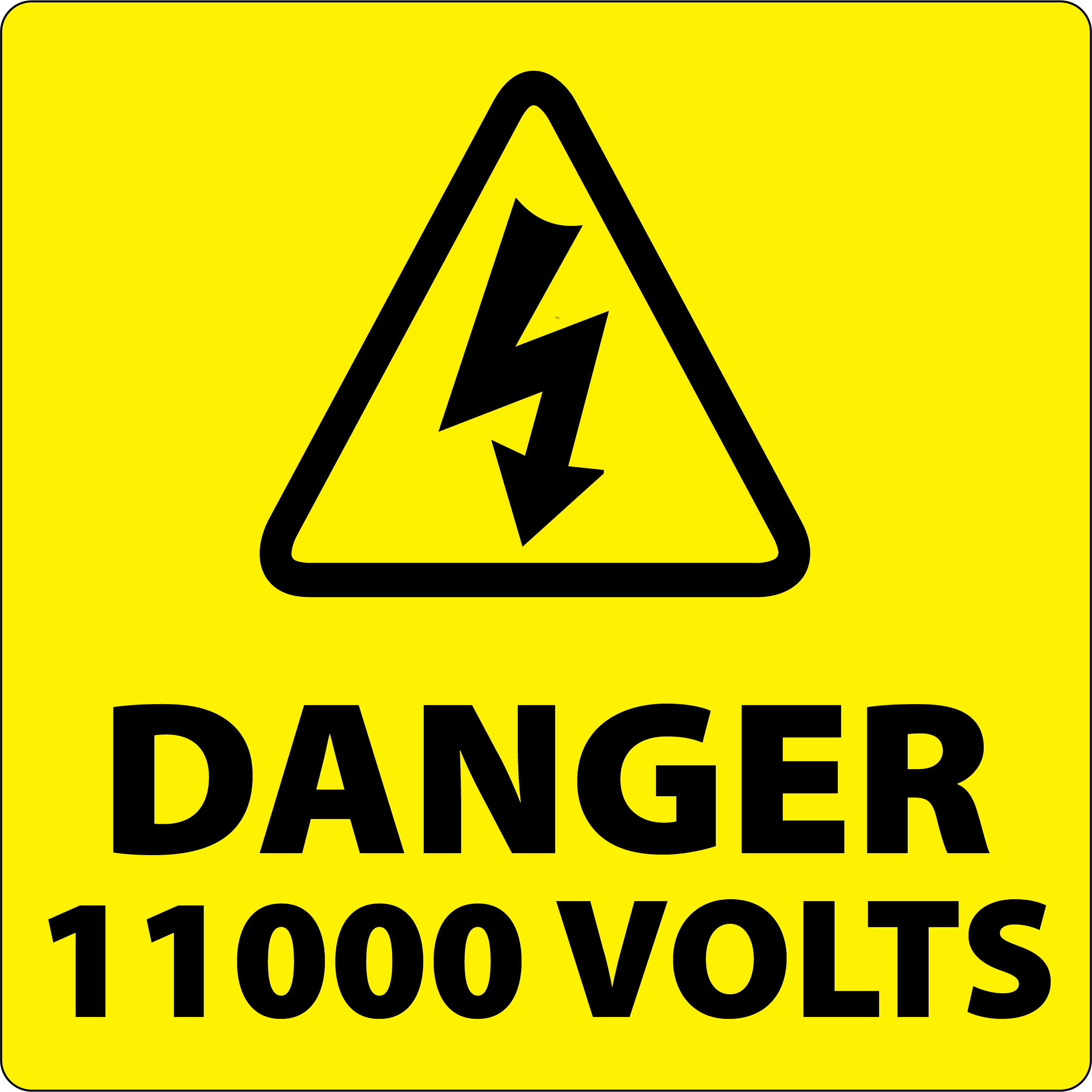 Danger 11000 Volts Labels 50x50mm