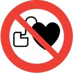 No Access for People with Active Implanted Cardiac Devices Labels 100mm
