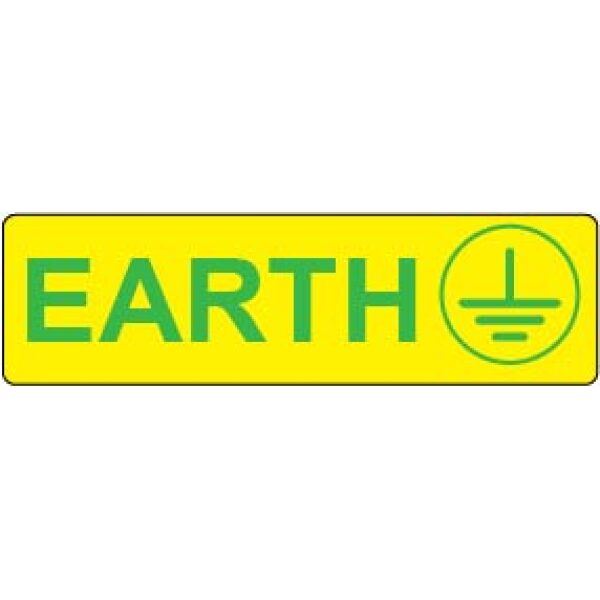 Electrical Earth Symbol Label 35x10mm Custom Labels Stickers
