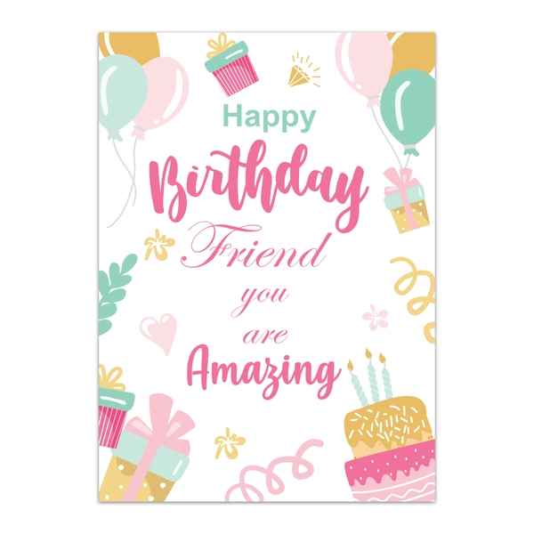 GC FRI BIR 0008 Friend Birthday Greeting Cards - GC FRI BIR 0008