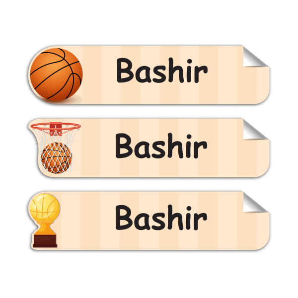 Basketball-Pack of 30 Large Waterproof Labels