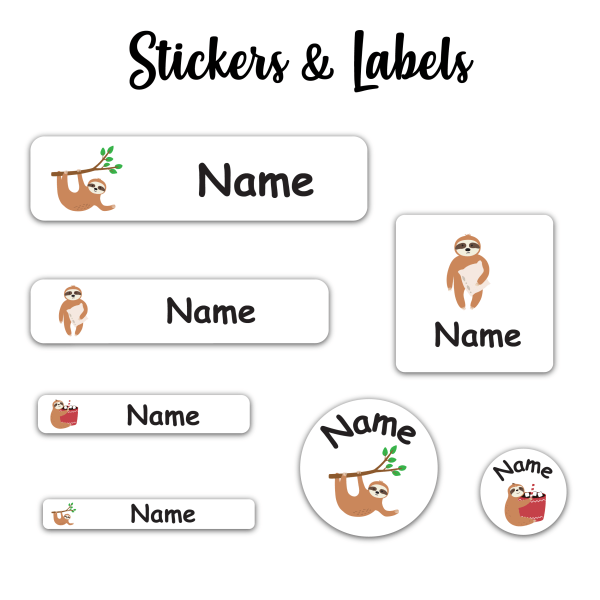 Naughty Sloth-Value pack of 107 labels