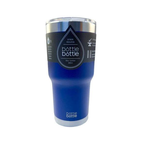 30oz Blue Stainless Steel Insulated Travel Tumbler with Lid 890ml