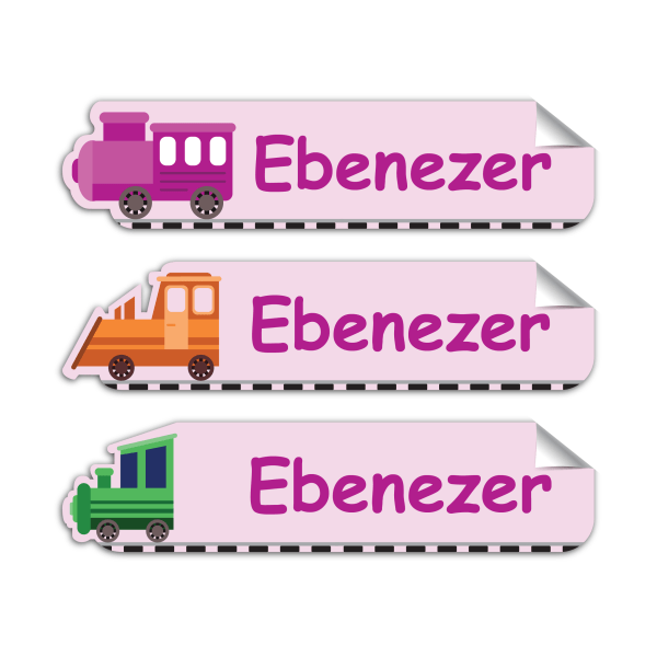 Colorful Train Engines-Pack of 30 Large Waterproof Labels