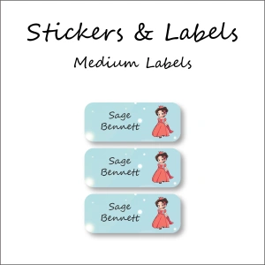 Rose Princess -Pack of 30 Classic Waterproof Labels 1 Rose Princess