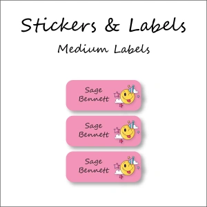 Pink Smiley -Pack of 30 Classic Waterproof Labels 1 Pink Smiley