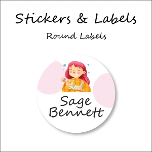 Painter Girl-Pack of 50 Round Waterproof Labels 1 Painter Girl