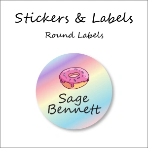 Donut-Pack of 50 Round Waterproof Labels 1 Donut