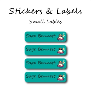 Pool Ready Bear-Pack of 30 Small Waterproof Labels 1 Pool Ready Bear